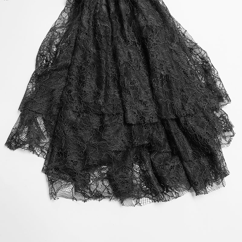 Gothic Translucent Standing Collar Lace Dress Coat - Image 5