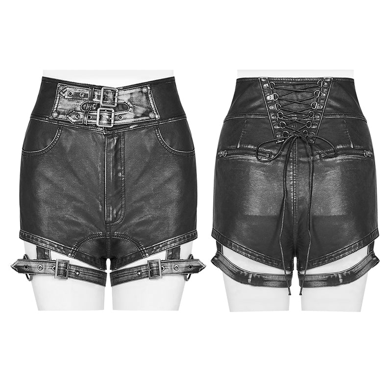 Handsome Punk PU Leather Shorts Pant - Image 4