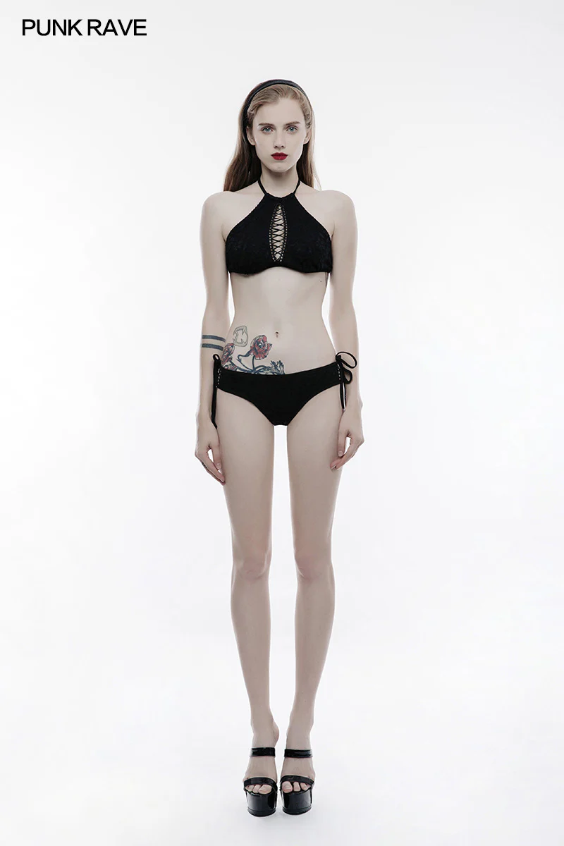 High Elastic Gothic Accessories Lace Sexy Swimwear Bottom - Image 6