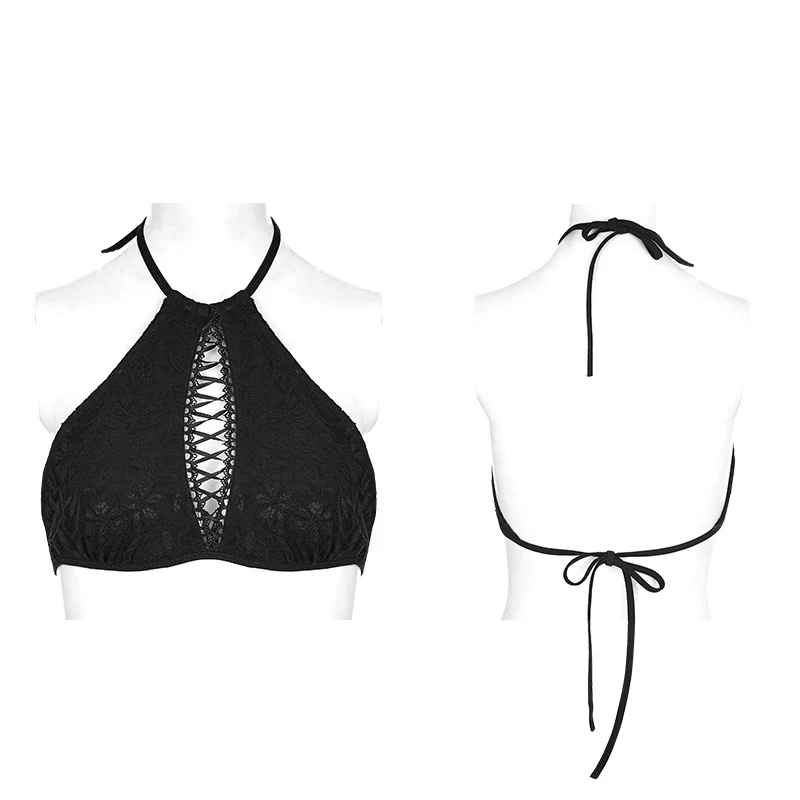High Elastic Gothic Accessories Lace Sexy Swimwear Top - Image 4