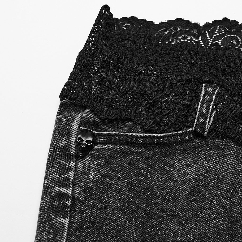 Lace waistband denim shorts - Image 8