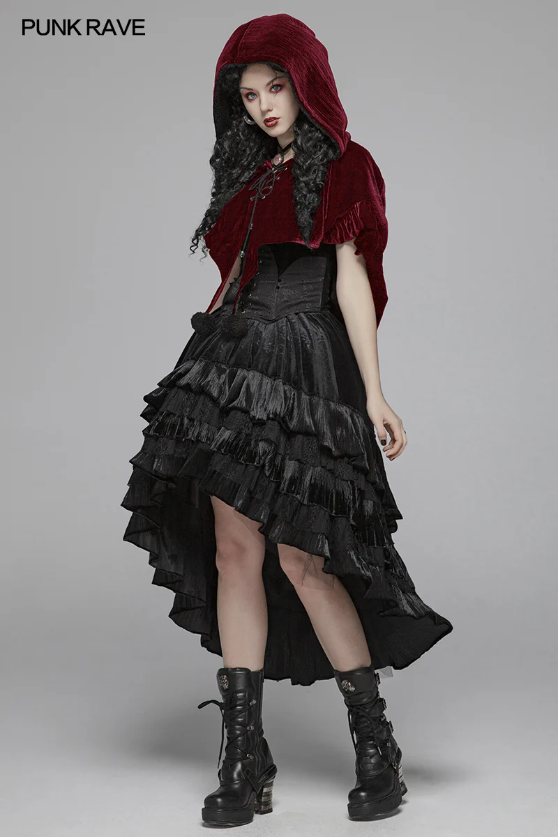 Lolita Velvet Short Hooded Loose Cloak With Cute Wooly Balls - Image 12