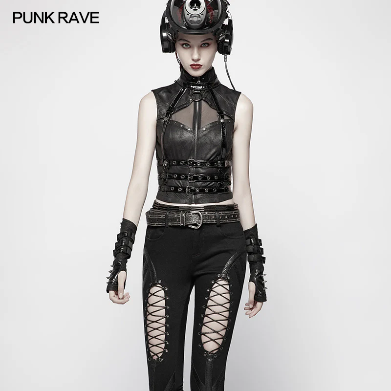 Men And Women Diablo Assassin Punk Rivet Leather Buckles Gloves Arm Warmers - Image 3