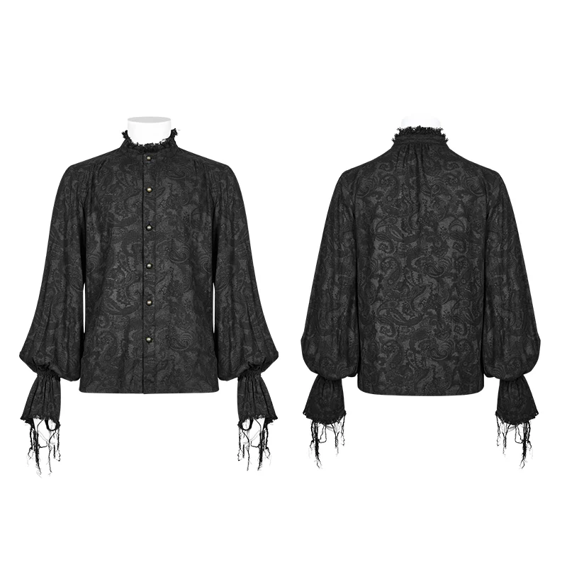 Men Decadent Gothic Printed Long Sleeve Shirt - Image 4