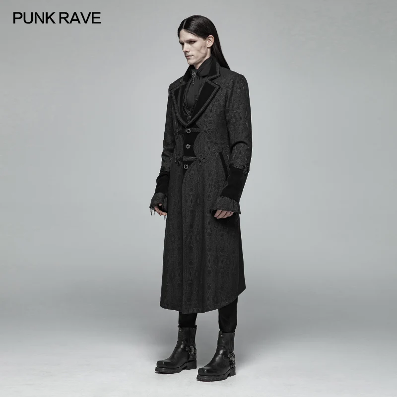 Men Goth Vampire Master Mid-length Jacket V-neck Long Sleeve Coat - Image 2