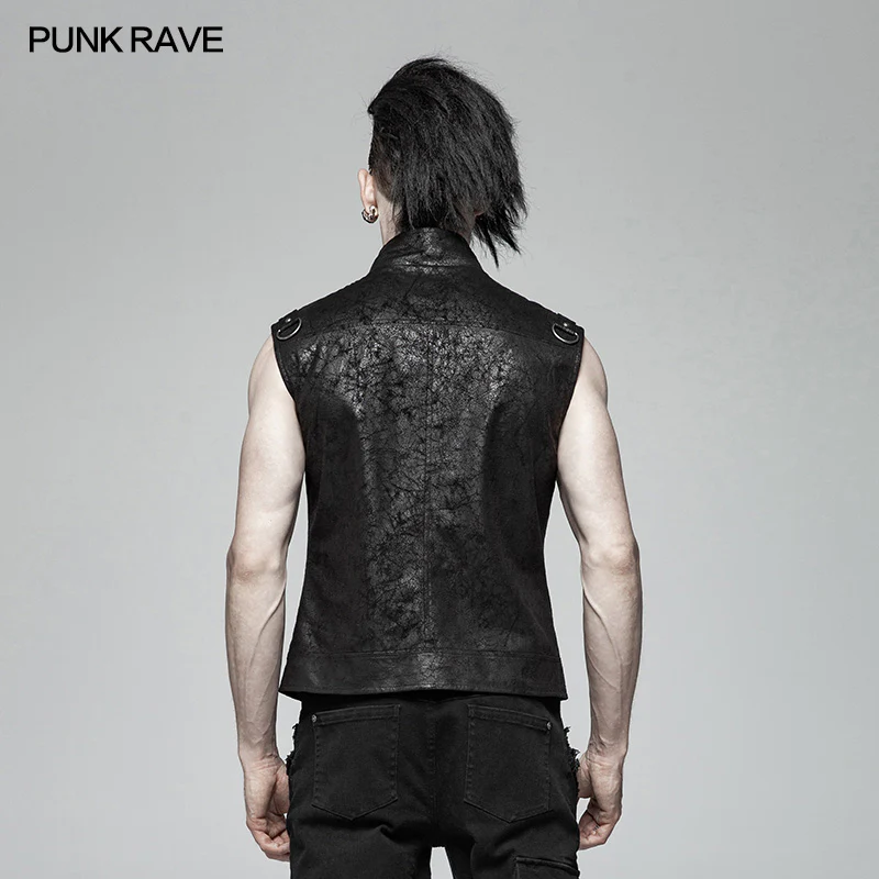 Men Punk Standing Collar Sleeveless Vest - Image 3