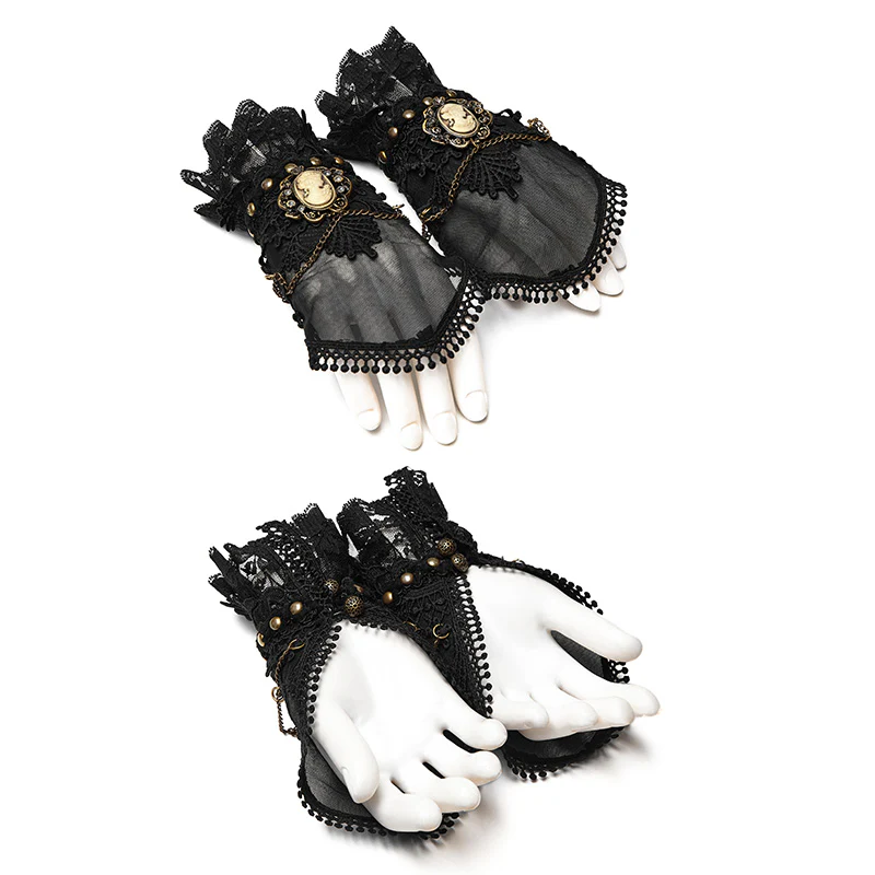 Mesh Fabric Punk Accessory Lace Steampunk Glove - Image 4