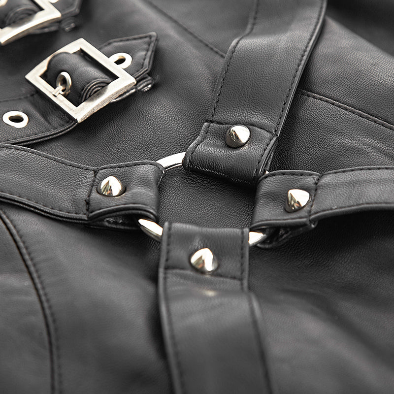 New Fashion Lady Bandage High Waisted Leather Punk Skirt - Image 5