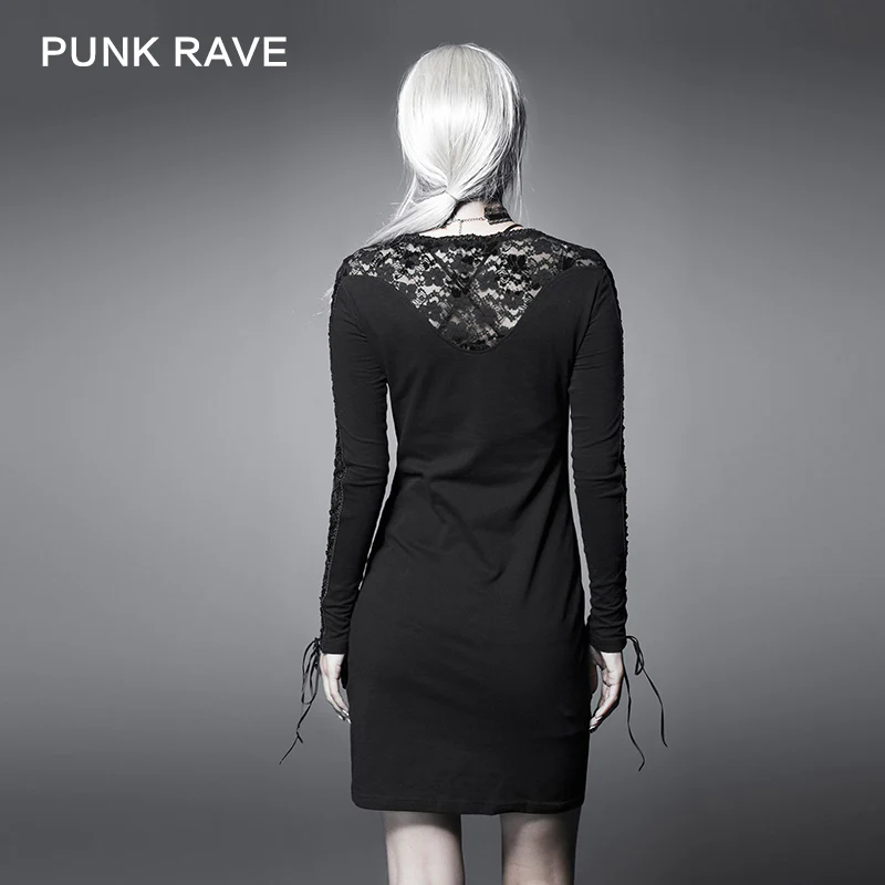New Vintage Beige Casual Black Gothic Dresses With Lace Collar - Image 2