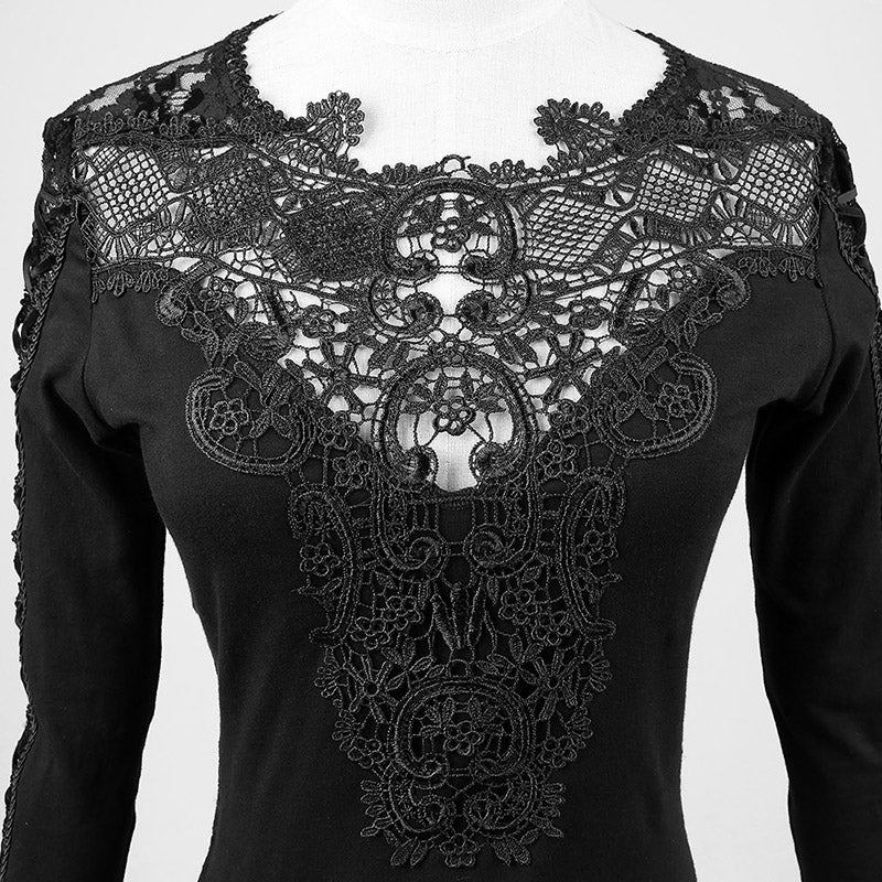 New Vintage Beige Casual Black Gothic Dresses With Lace Collar - Image 5