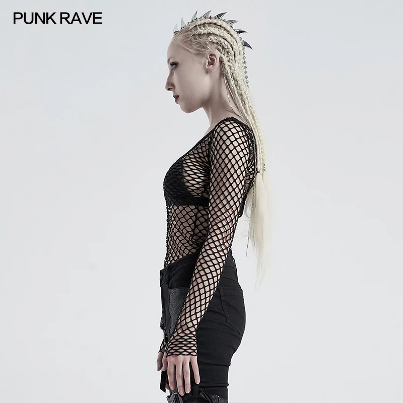 Personality punk perspective mesh t-shirt - Image 2