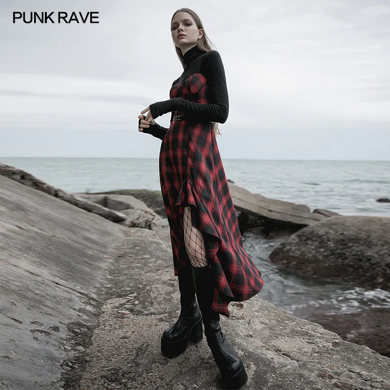 Plaid irregular flounces slip dress - Image 2