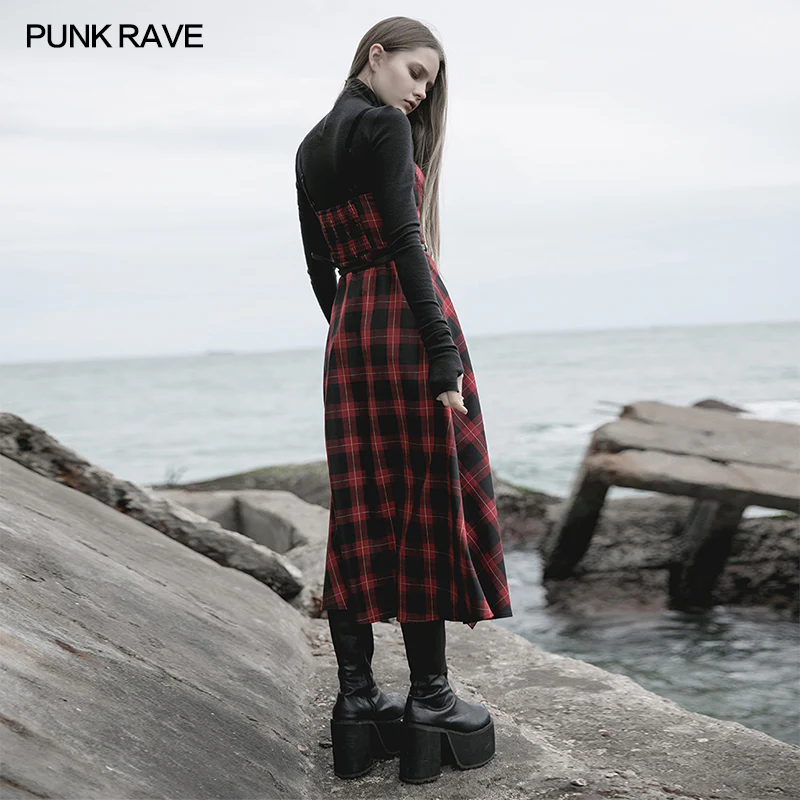 Plaid irregular flounces slip dress - Image 3