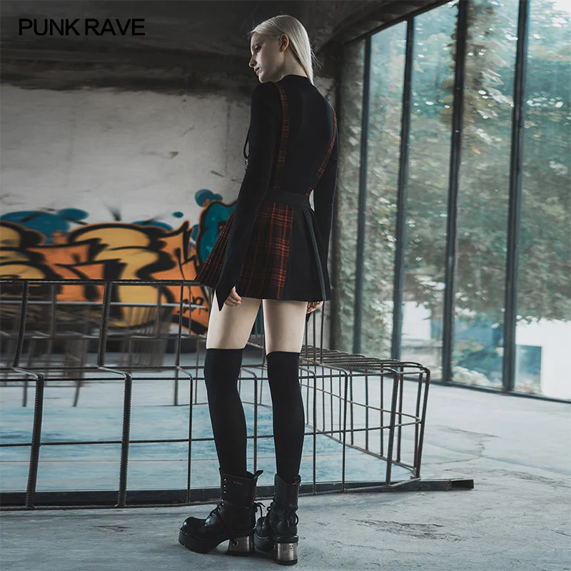 Plaid spliced suspender skirt - Image 3