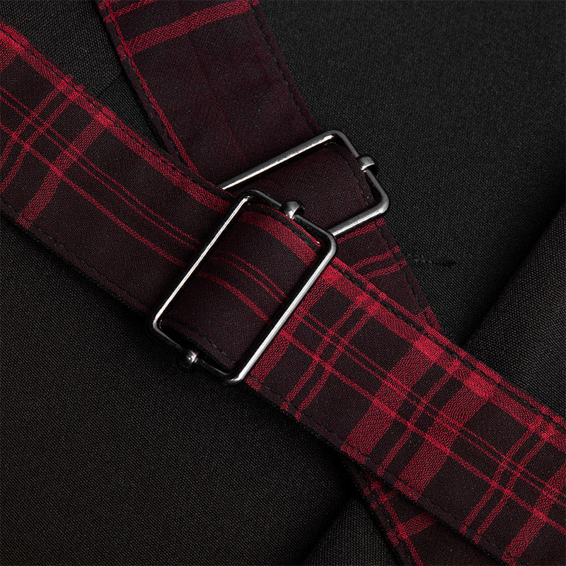 Plaid spliced suspender skirt - Image 5