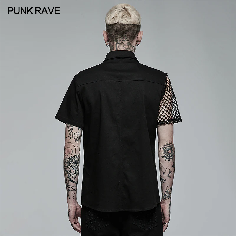Punk asymmetric stitching shirt - Image 3