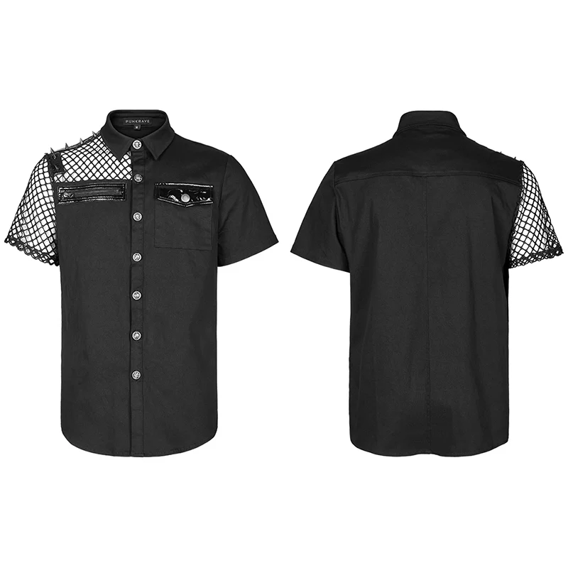 Punk asymmetric stitching shirt - Image 4