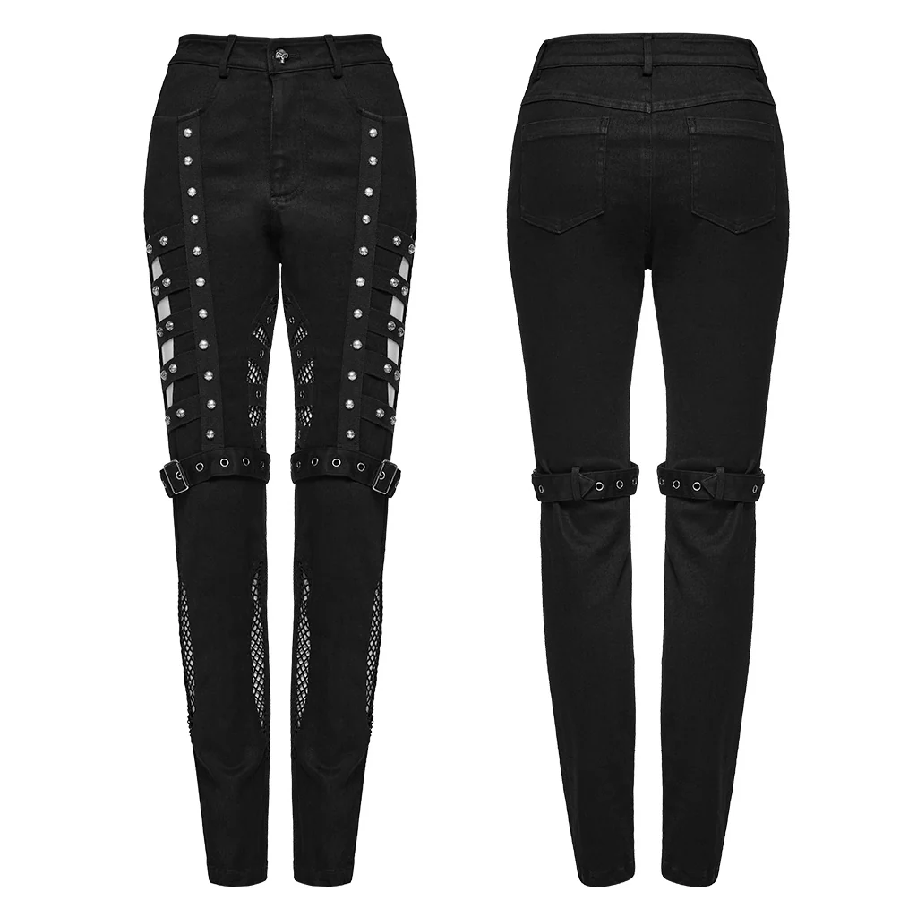 Punk asymmetrical hollow washed jeans - Image 6