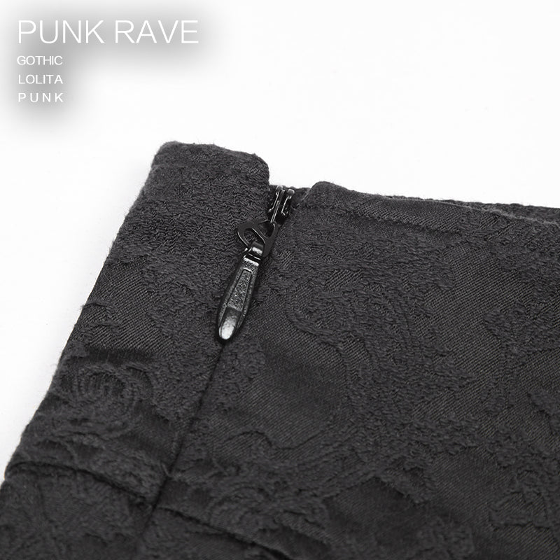 Punk Black Winter Flower Pattern Men Slim Gothic Pants - Image 4