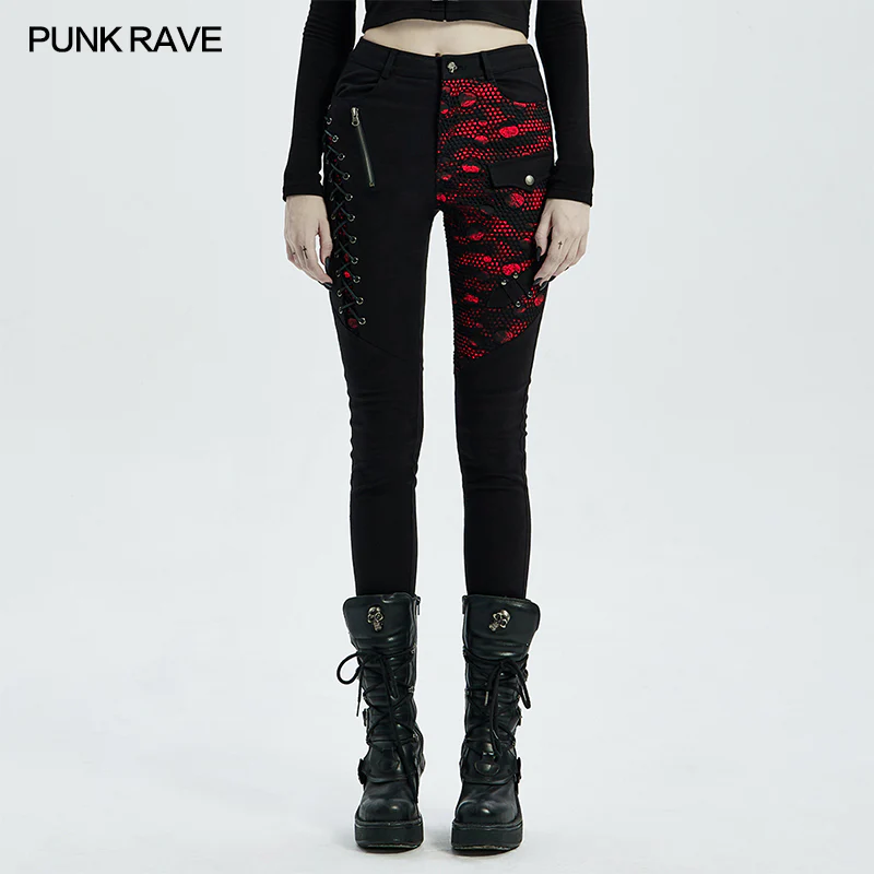Punk blood dark denim women trousers