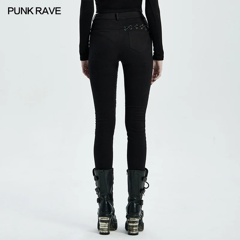 Punk blood dark denim women trousers - Image 3