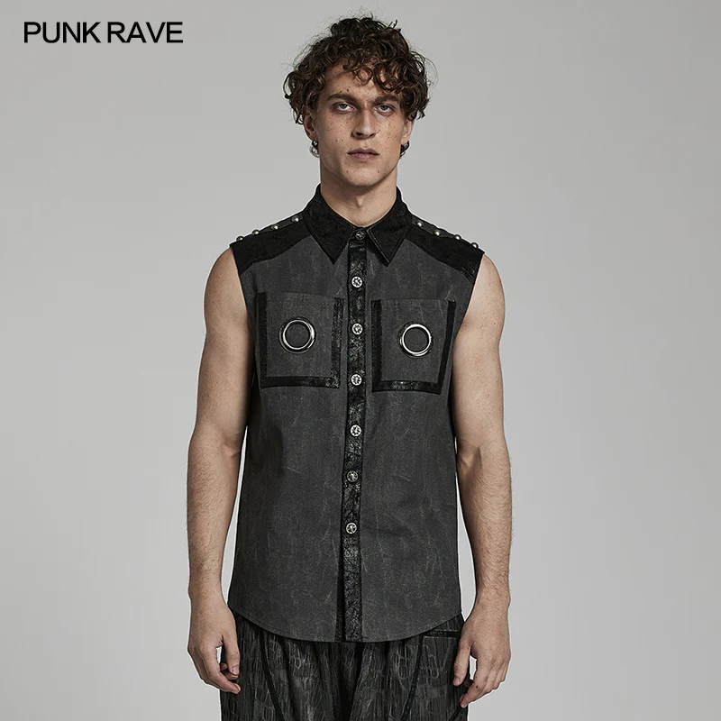 Punk checkerboard sleeveless shirt - Image 6