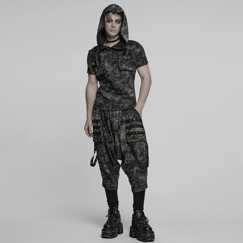 Punk Cracked Hooded T-shirt - Image 15