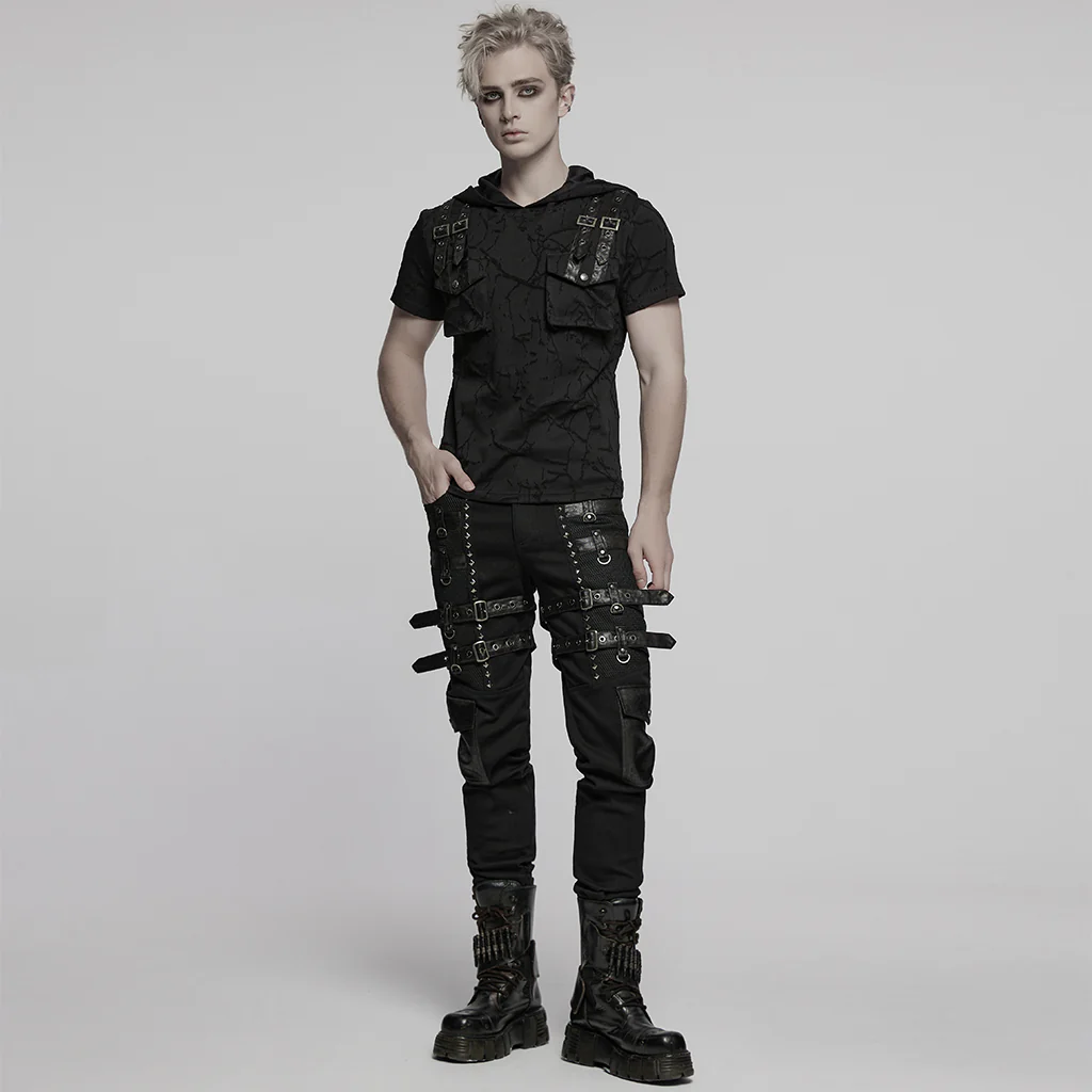 Punk Cracked Hooded T-shirt - Image 5