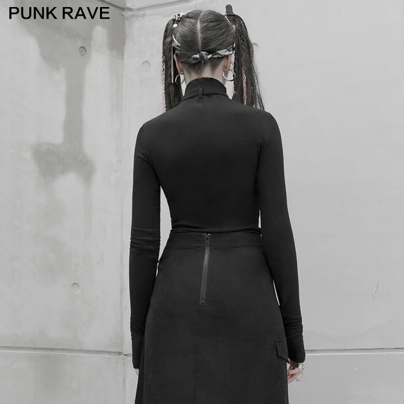 Punk cross-shoulder strap long sleeve T-shirt - Image 3