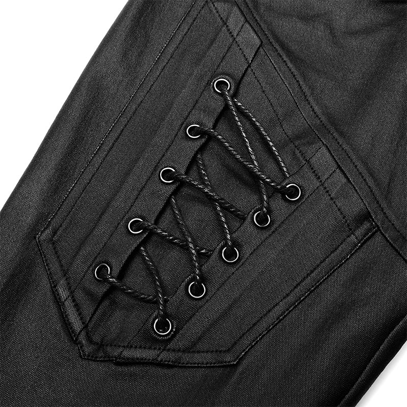 Punk Daily Imitation Leather Pants - Image 5
