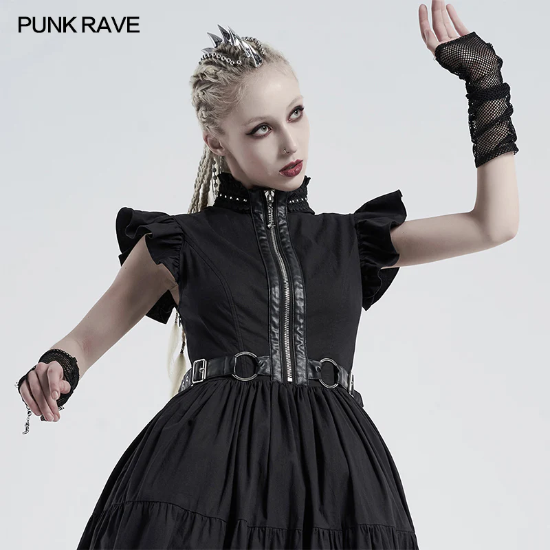 Punk daily rhombus mesh gloves - Image 4