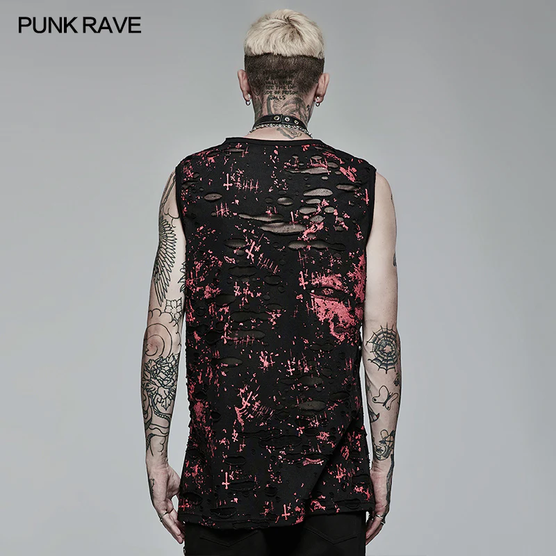 Punk Daily Wear Printing Sleeveless T-shirt - Image 3