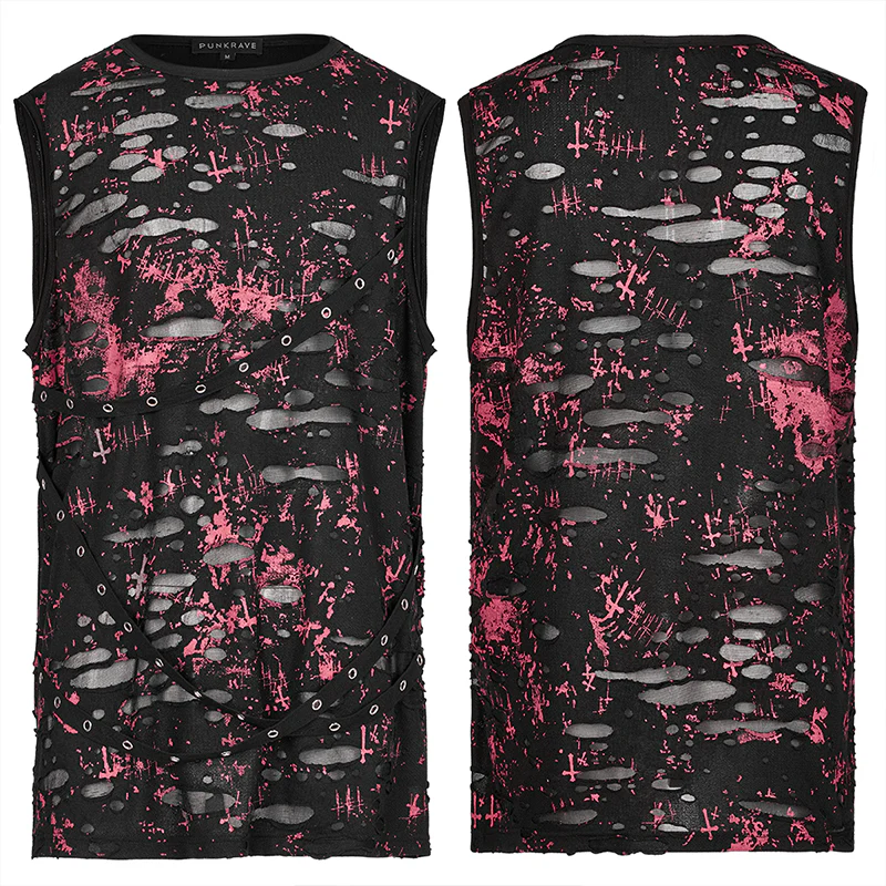 Punk Daily Wear Printing Sleeveless T-shirt - Image 4