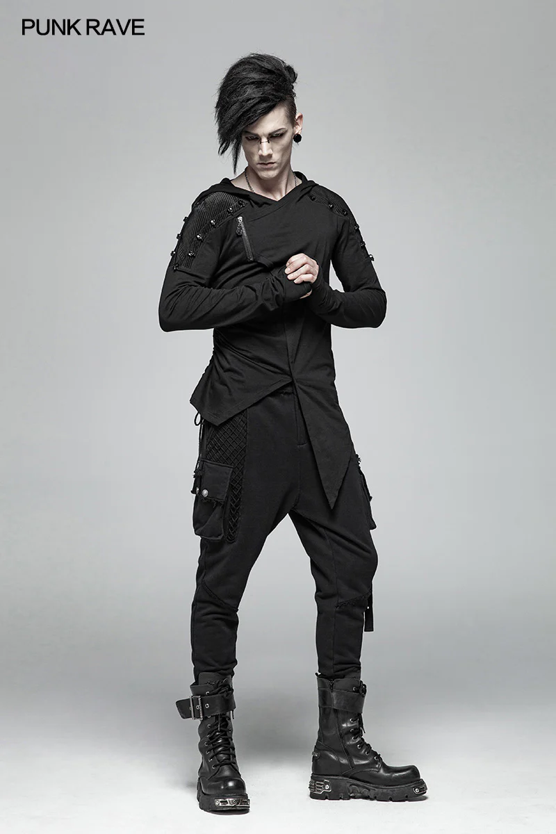 Punk Dark Knit Trousers Carrot Pants With Three-dimensional Pockets Decoration - Image 6