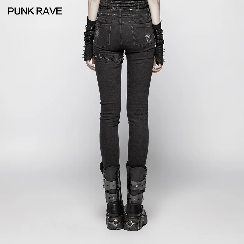 Punk Denim Trousers Water-washed Long Jeans - Image 3