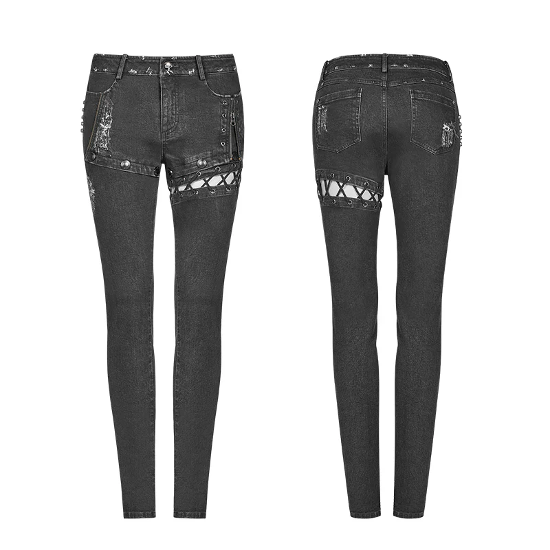 Punk Denim Trousers Water-washed Long Jeans - Image 4