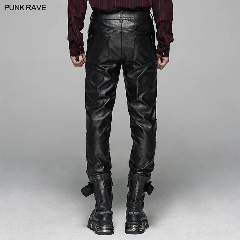 Punk Elastic PU Leather Pants - Image 3