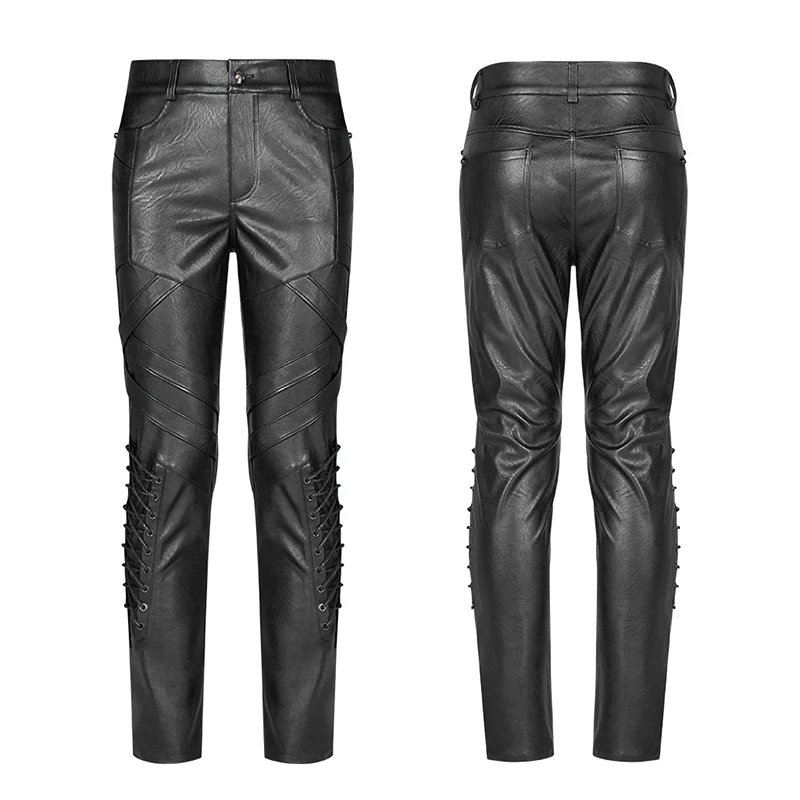 Punk Elastic PU Leather Pants - Image 4