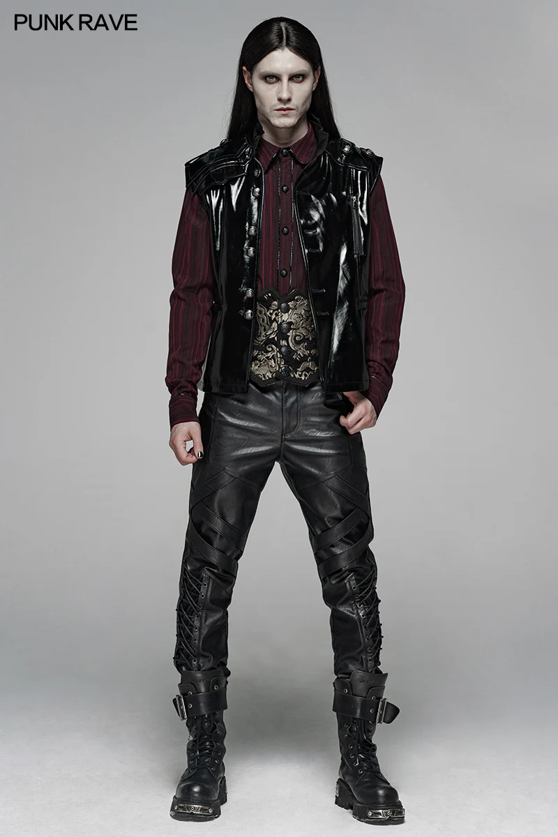 Punk Elastic PU Leather Pants - Image 6