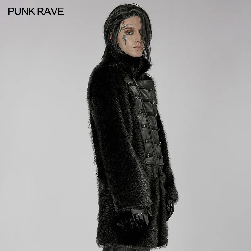 Punk faux wool medium length coat - Image 2