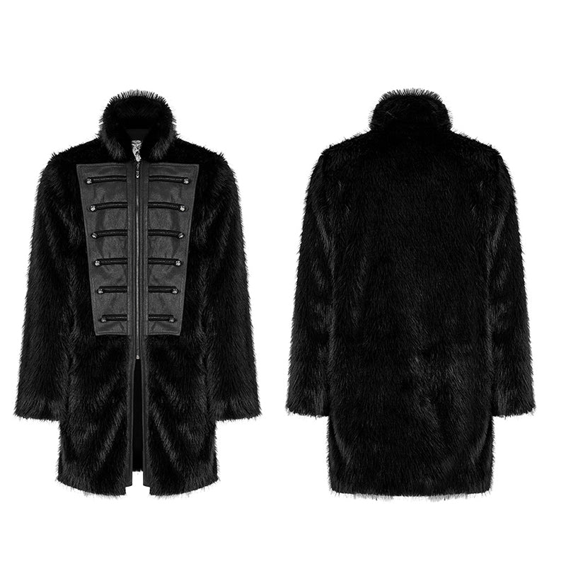 Punk faux wool medium length coat - Image 4