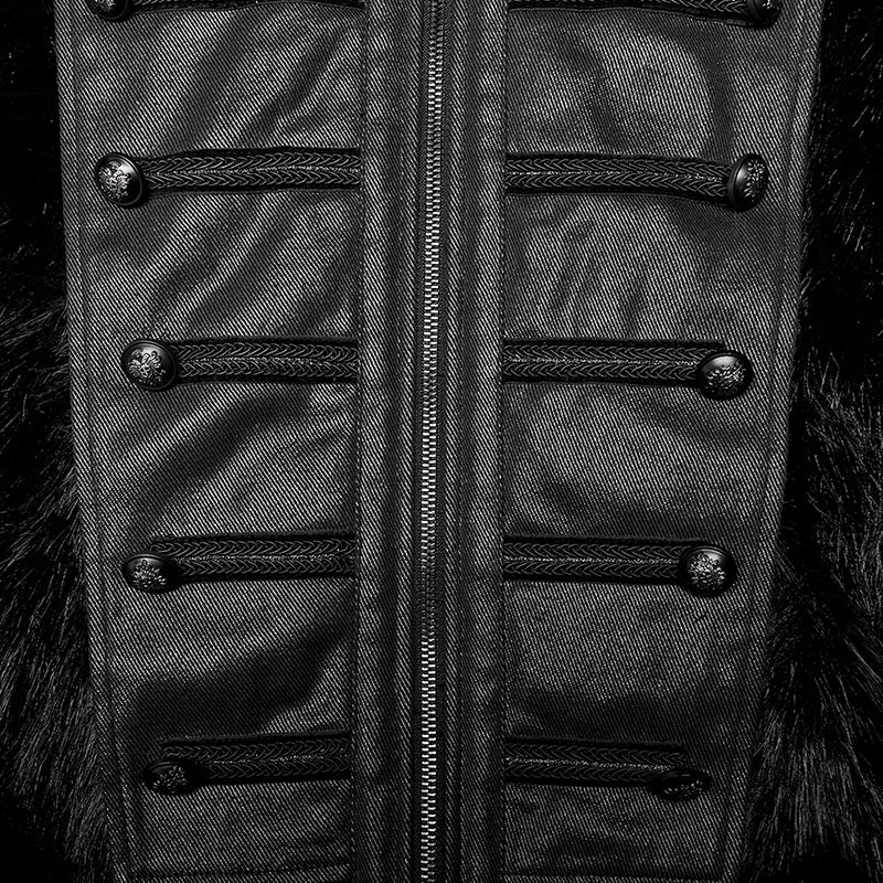 Punk faux wool medium length coat - Image 5