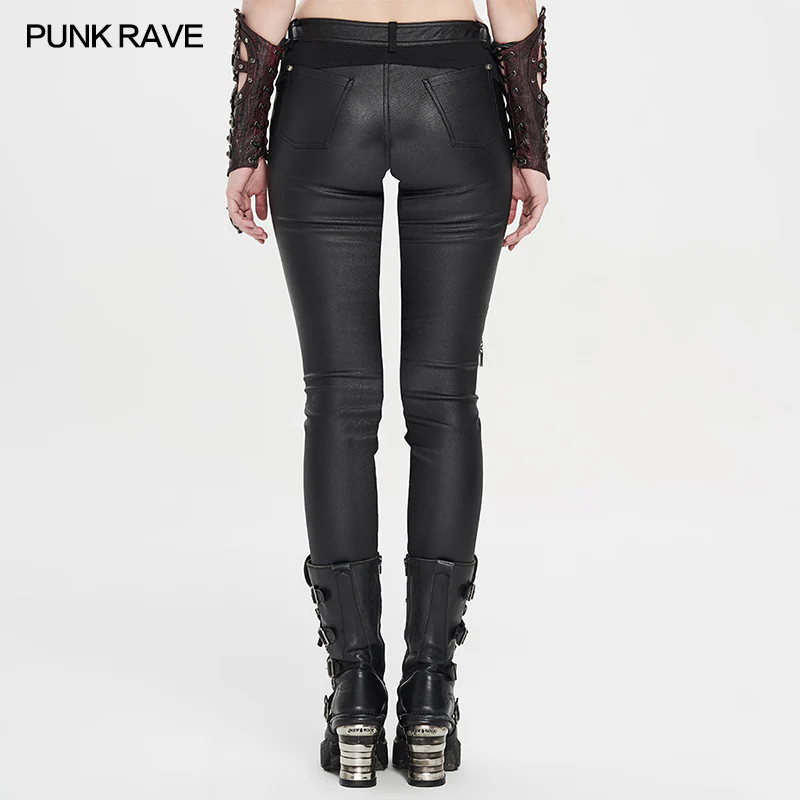 Punk Handsome Tight PU Leather Pants - Image 4