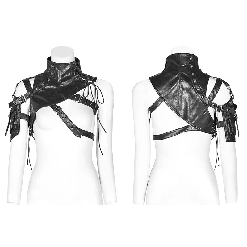 Punk High Neck Pu Warrior Shoulder Accessory - Image 4
