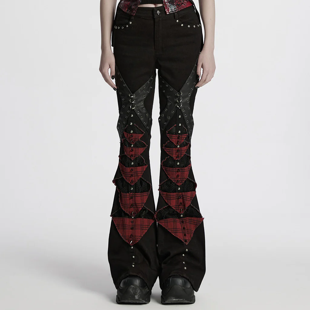 Punk hollow structured flared pants - Image 10
