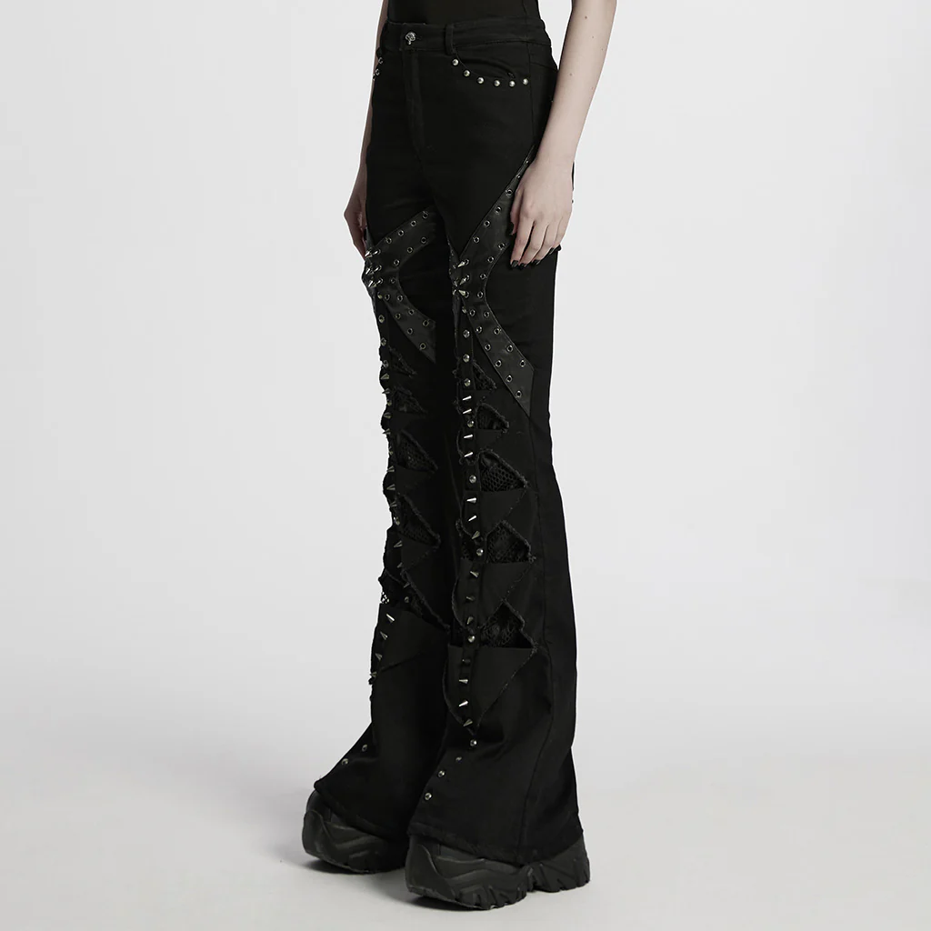 Punk hollow structured flared pants - Image 3