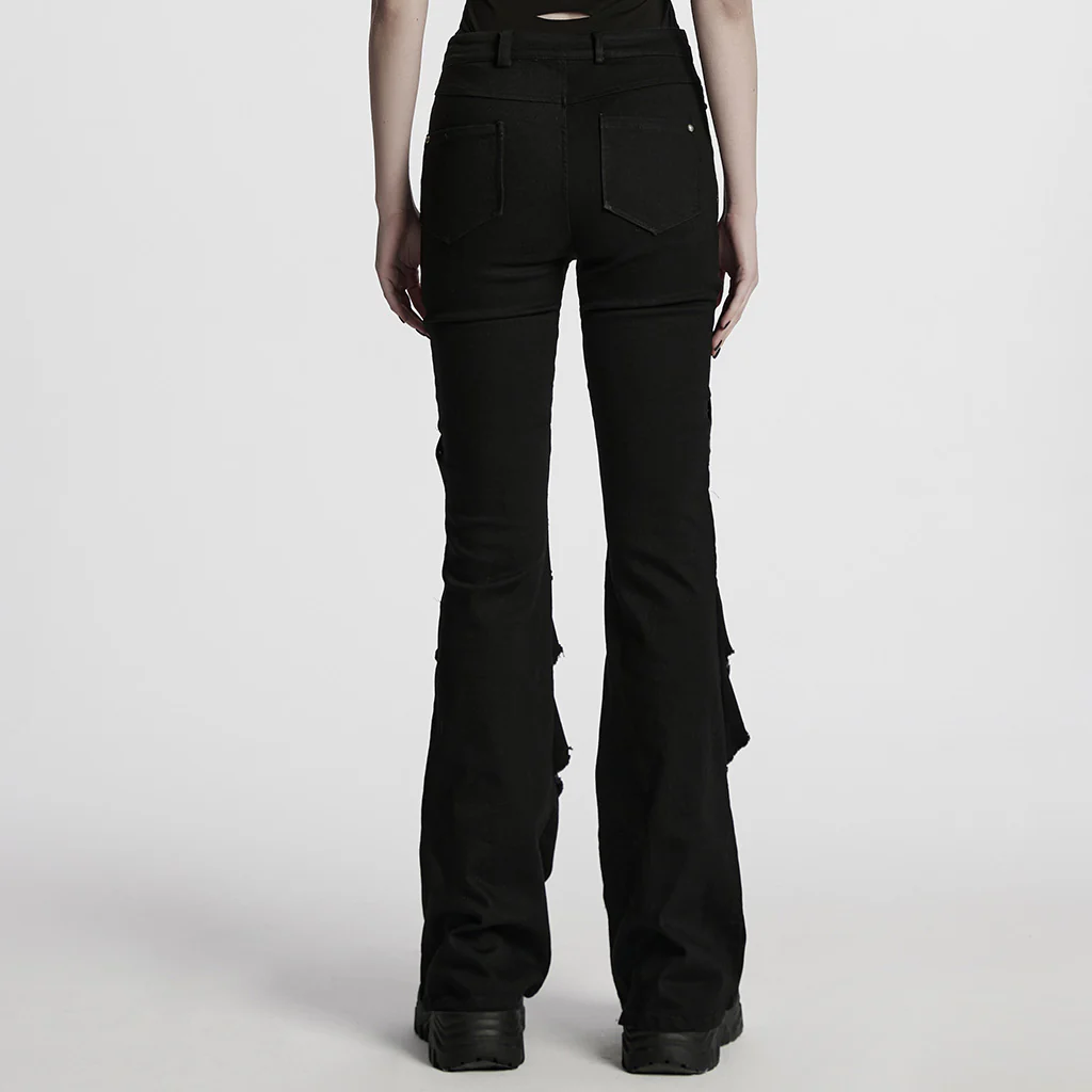 Punk hollow structured flared pants - Image 4