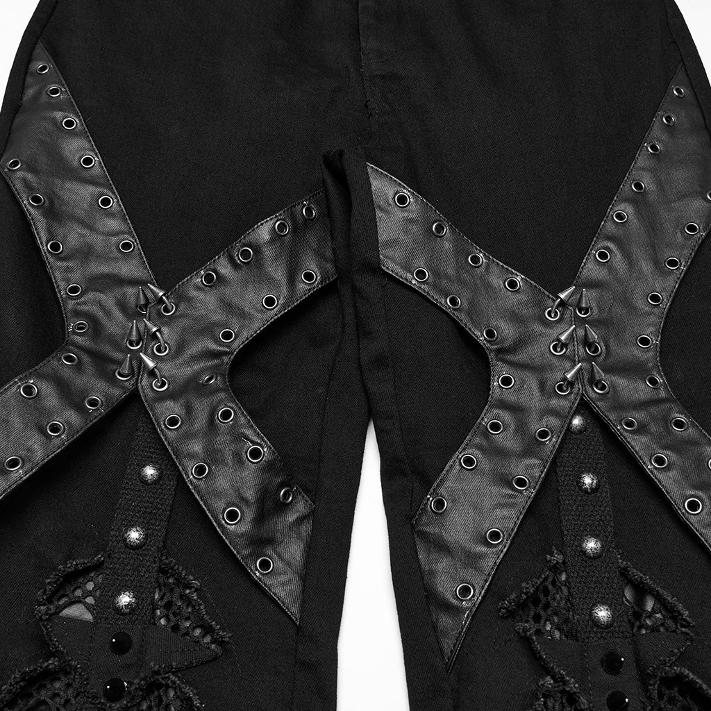 Punk hollow structured flared pants - Image 7
