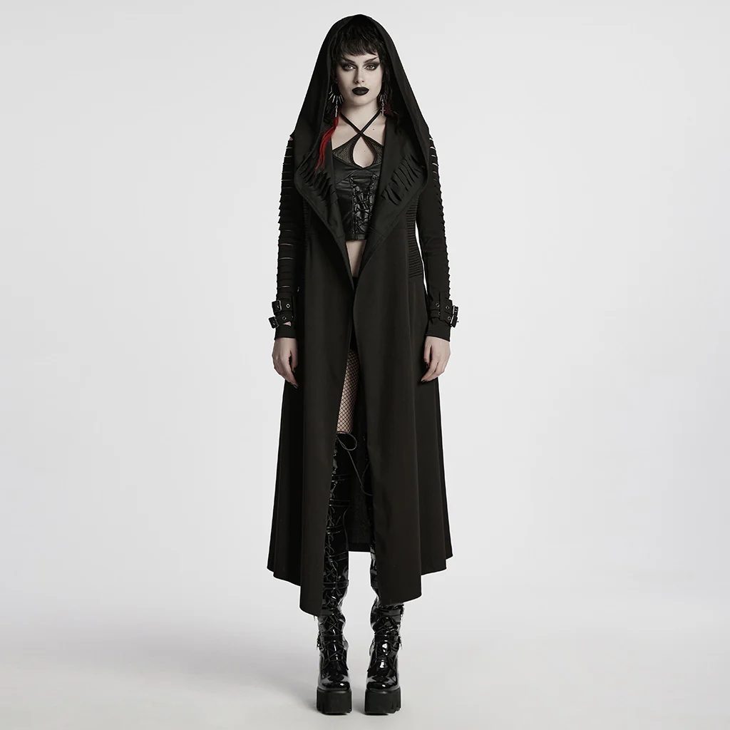 Punk hooded cut washed jacket