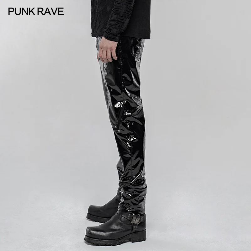 Punk Mechanical Patent pu Leather Trousers - Image 3